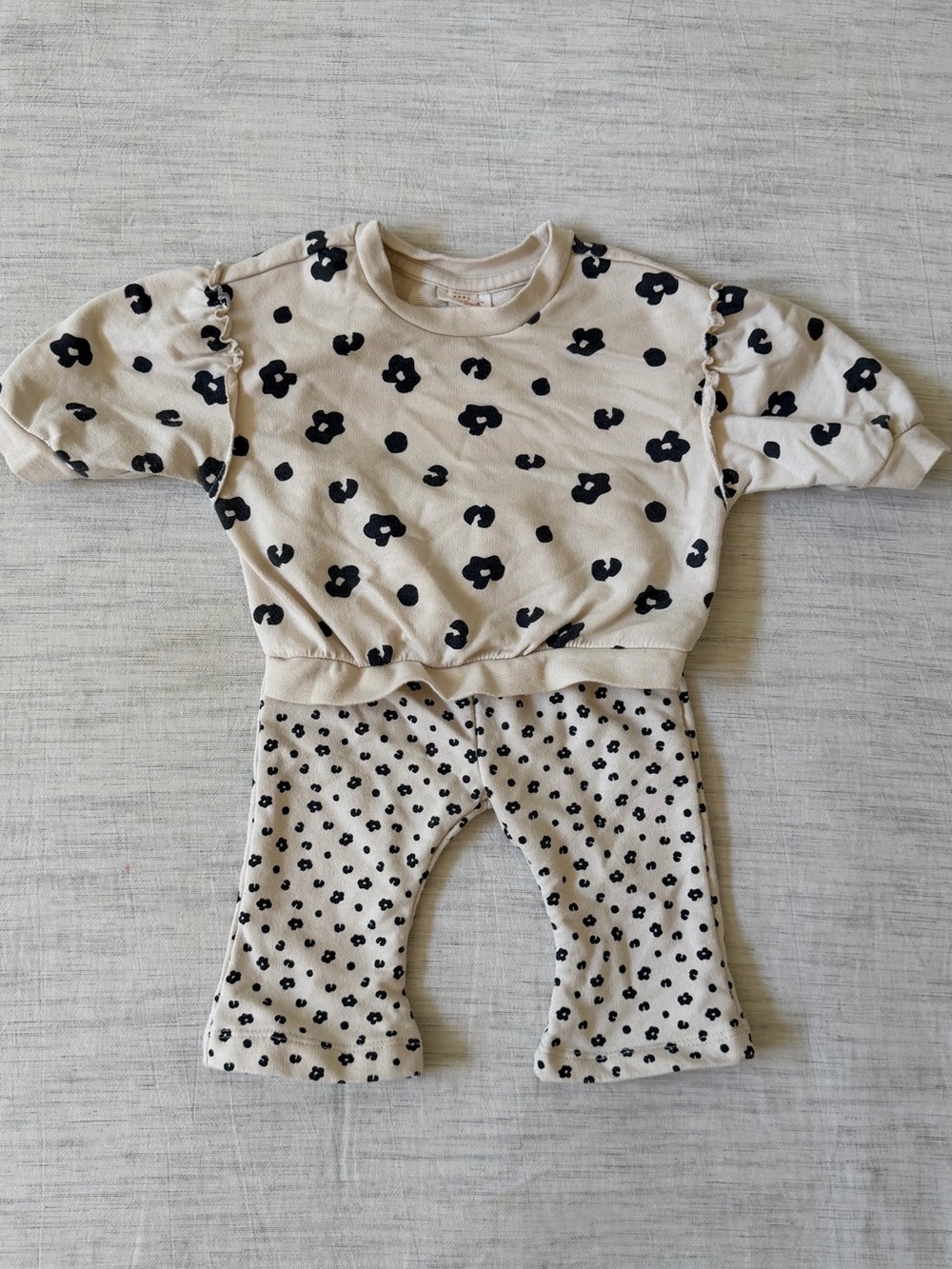 Cat & Jack Beige and black matching sweatshirt and flare leg pants